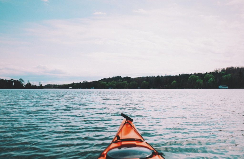 lake, water, kayak