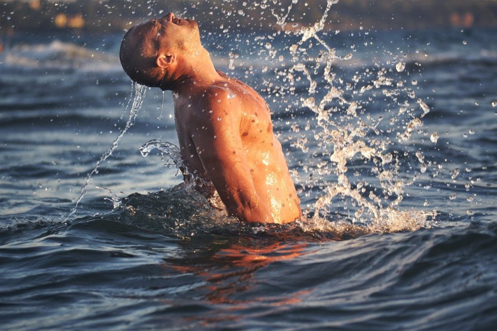 man, waves, water